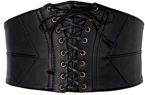 CHIC DIARY Breiter Taillengürtel Vintage Hüftgürtel Stretchgürtel Bindegürtel Gebündelt PU Leder Band Taille Gürtel Damen