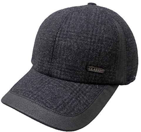 Herren Basecap Wintercap gefüttert Ohrenklappen Sportlich elegant Schirmmütze (Anthrazit)