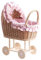 e-wicker24 Alles aus Weide Puppenwagen aus Weide mit Bettwäsche perfekte Geschenkidee Korbpuppenwagen schöner Spielzeug aus Korbgeflecht Korbwagen für Puppen Spielzeug für Mädchen (Pink 2)