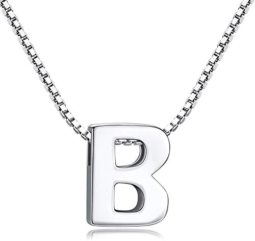 Candyfancy Buchstaben Kette - Buchstabenkette Kette mit Buchstabenanhänger Silber Halskette Kettenanhänger Initialen Silberkette Damen 925 (Kette mit buchstabe B)