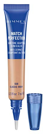 Rimmel London Match Perfection Light Coverage Blendable Liquid Concealer, 030 Classic Ivory, 7 ml