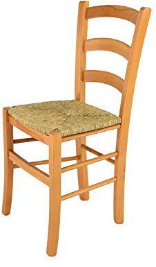 t m c s Tommychairs - Silla Venice para Cocina y Comedor, Estructura en Madera de Haya Color Miel y Asiento en Paja