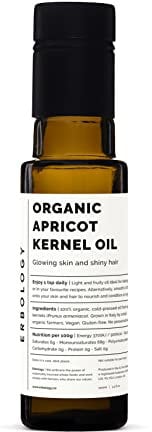 Erbology Olio di Nocciolo di Albicocca Bio 100ml - Spremuto a Freddo - Salute della Pelle e dell’Intestino - Direttamente da Fattoria in Italia - Senza OGM - Senza Additivi o Conservanti