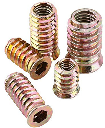 M6/M8/M10 20Pcs Zinc Threaded Insert Nuts Kit Hex Socket Furniture Fasteners for Wood Cabinet Wardrobe Carbon Steel Rustproof (10-25mm)