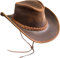 BRANDSLOCK Australischer Lederhut mit geflochtenem Band Original Cowboy Australischer Buschhut (S, Braun)