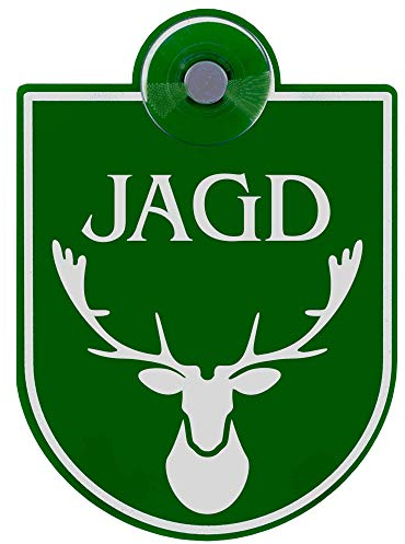 Schilderio Premium Saugnapfschild Schild Jagd 3 mm Acrylglas ca 90x125 mm Jagd Schild Auto mit 1x Saugnapf 30 mm Autoschild Jagd zur Befestigung an Autoscheiben von innen