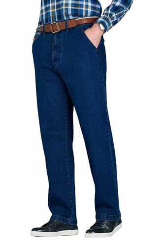 Chums Men's HIGH-Rise Denim Elasticated Stretch Cotton Jean | Higher Waist, 3 Pockets including Back Buttoned Pocket, Soft Durable Trousers