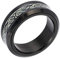 PAURO Herren Edelstahl Schwarz Dragon Luminous Beige Background Inlay Ring 8mm Band Size 52