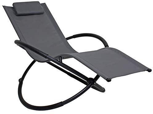 H4L Schaukelliege Anthrazit Relaxliege mit Nackenkissen Schwingliege Gartenliege Pulverbeschichtet Sonnenliege Stahlrohr Schwarz Liege Design