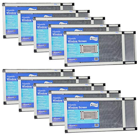 Fenestrelle Erweiterbarer Fensterschutz – 25,4 cm H × 48,3 cm – 91,4 cm B horizontal, 2-fach verstellbarer Fensterschutz mit schwer entflammbarem Fiberglas-Netz, 10 Stück