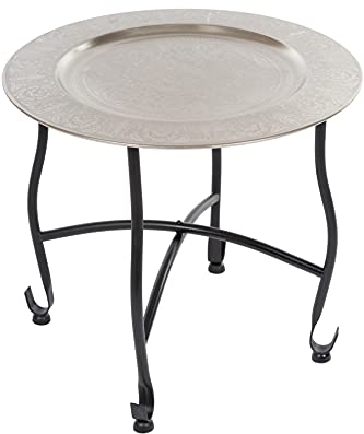 elbmöbel Beitstelltisch: Tablett 40x38x40 cm orientalisch Florale Gravur