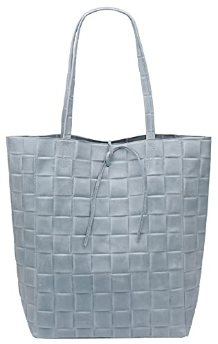 SH Leder ® Damen Echtleder Shopper in geflochtene print mit Innentasche in vielen Farben Schultertasche Henkeltasche 37x29cm Kamilla G267