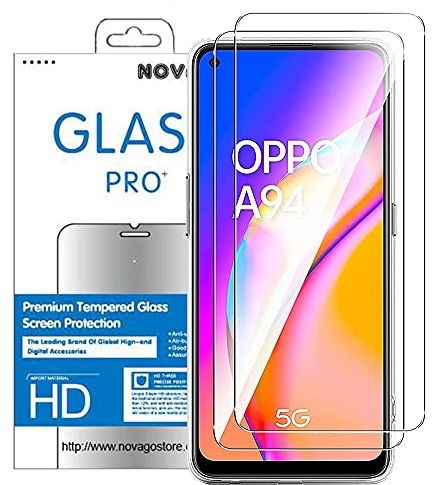 NOVAGO compatible avec Oppo A94 5G - Pack de 2 films en verre trempé ultra résistant anti choc et anti explosion d'écran (Transparent)
