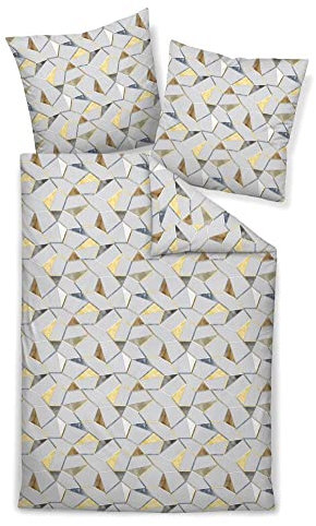 Janine Mako-Satin Bettwäsche Milano Kissenbezug 40x80 cm silberlbau-gelb-Zimt