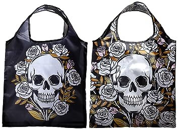 Shopping Bag 1 Handy Foldable Skulls and Roses Shopping Bag