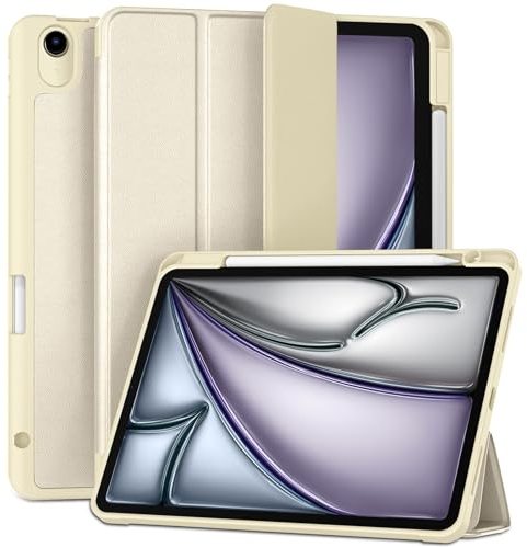 Maledan Funda para iPad Air de 11 pulgadas 2024 M2/2025 M3, iPad Air de 5ª generación (10.9 pulgadas 2022/2020) con soporte para lápices, soporte trasero de TPU flexible, carga de lápiz, apagado y