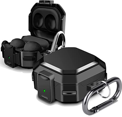KUSINHOKA Funda para Samsung Galaxy Buds 2 Pro/Buds FE/Buds 2/Buds Pro, Carcasa Protectora con Gancho para Llavero para Auriculares, Anti-caída Protección Completa Funda Case, Negro