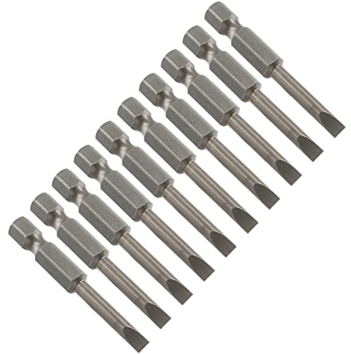 LDEXIN 10 Pcs SL4.5 Magnetic Slotted Screwdriver Bits S2 Steel Flat Head Screwdriver Bits with 1/4 Inch Hex Shank, 2 Inch Length