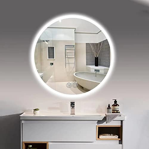 Panana Waterproof Round LED ILLUMINATED Bathroom Mirror Touch/Demister/Gradient Light Wall Mounted Senor Anti-Fog Mirror (Round 50CM*50CM)