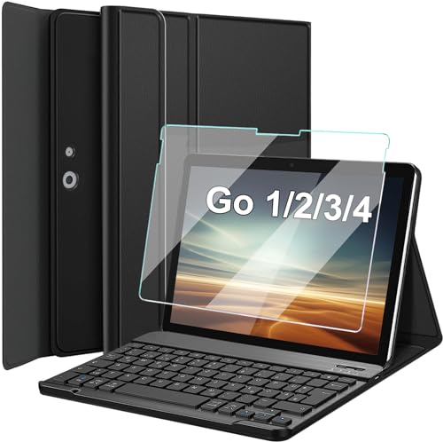 Wineecy Tastatur Hülle mit Schutzfolie für Surface Go 4 / Surface Go 3 / Surface Go 2 / Surface Go, Slim Schutzhülle mit Magnetisch Abnehmbare Kabellose Deutsches QWERTZ Tastatur (Go 1/2/3/4)