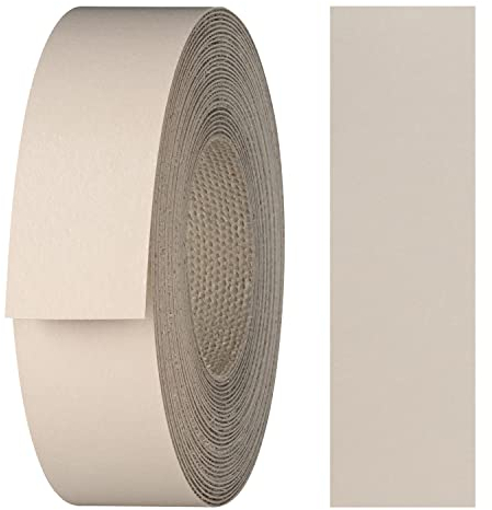 haggiy - Cinta adhesiva para bordes de melamina con adhesivo termofusible, 21 mm x 5 m, cinta para plancha, para estantes y paneles, decoración: beige gris