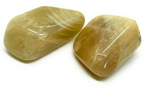 Trommelsteine, Edelsteine, Handschmeichler, Heilsteine (2 Stk) - verschiedene Steine wählbar (z.B. Amethyst, Jaspis, Tigerauge, Mondstein, Aventurin u.a.) - 2er Set (Mondstein)