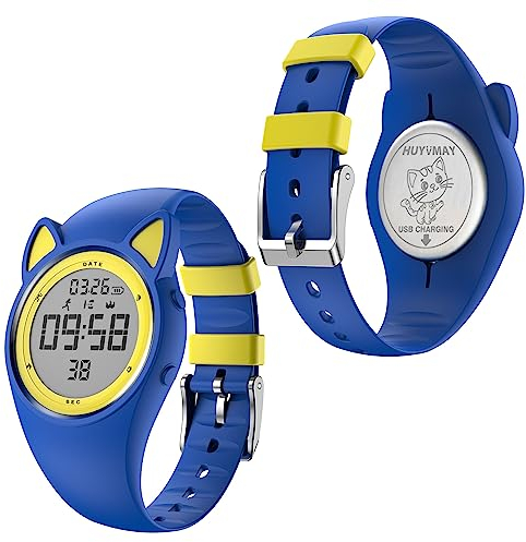 HUYVMAY Kid's watch with Pedometer, No App No Bluetooth Fitness Tracker Watch for Girl Boy Kids, IP68 Waterproof Digital Watch with 2 Alarm Clocks, Stopwatch, Distance/Calories/Step Counter