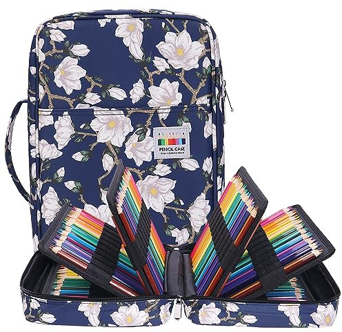 BOMKEE Trousse à Crayons Grande Capacité, 304 Fentes Sac à Crayons de Dessin Grande Capacité Pochette à Crayons de Couleur Organisateur Multicouche pour étudiant Artiste (Kapok, 304)