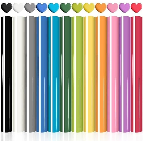 Souarts Plotterfolie Textil Vinyl Regenbogen, 3D Schaumstoff Flockfolie für Plotter Textil Vinylfolie Transferpapier zum Aufbügeln Plotter für DIY T-Shirt Handwerk Leder 12PCS