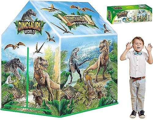 Kinderspielzelt Dinosaurier für Garten und Haus Kinderzelt für drinnen und draußen, Spielhaus für Kinderzimmer, für Mädchen und Jungen, Kinderzelt