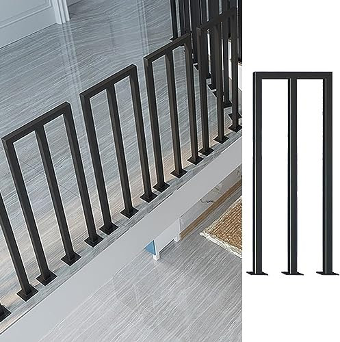 SAFWEL Parapetto Ferro Ringhiera Balaustre in metallo quadrato nero per scale interne/ringhiere per terrazze, Colonnine in stile industriale a forma di U/M, Kit completo (Color : M Shape-1 Pcs, Size