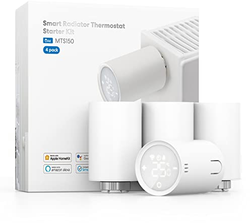 Meross WLAN Heizungsthermostat kompatibel mit HomeKit, smartes Heizkörperthermostat benötigt Hubkompatibel mit Siri, Alexa und Google, M30*1,5mm, 4pcs