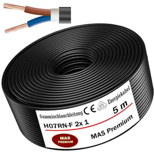 Cable de alimentación de goma de 5 a 100 m, H07RN-F, 2 x 1 mm², cable flexible para dispositivos pesados (5 m)