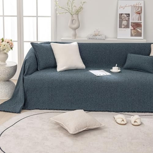 ANAZOZ Sofaüberwürfe 3 Sitzer, Couchbezug Polyester Einfarbig Blau Sofaüberwurf Wohnlandschaft 180x300