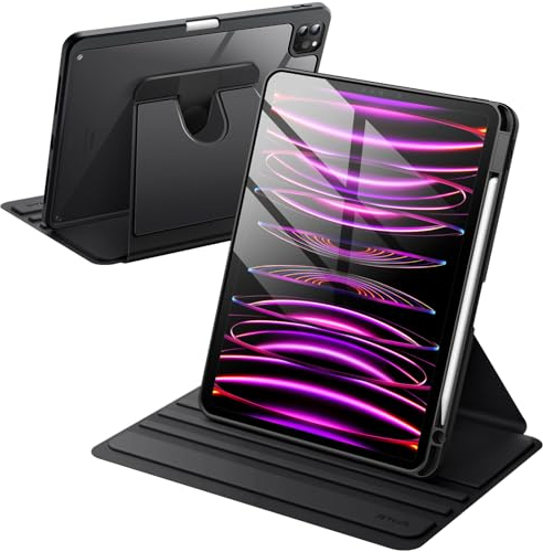 JETech Custodia Rotante per iPad Pro 11 Pollici 2022/2021 (4a/3a Gen) con Portapenne, Protezione con Rotazione a 360 Gradi Supporto Cover Chiaro Retro, Auto Svegliati/Sonno (Nero)