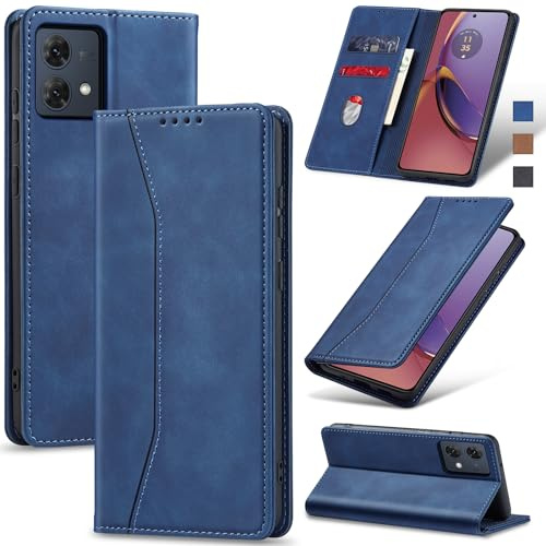 Jasonyu Cover per Motorola Moto G84, Portafoglio PU Pelle, Blu | Flip Libro, Slot Porta Carte, Magnetica, Funzione Supporto, TPU Antiurto Custodia