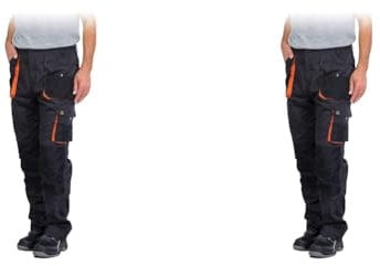 REIS FORECO-T SBP54 Arbeitshosen Männer, Arbeitshose, Schnittschutzhose, Arbeithose Herren, Stahl Blau-Schwarz-Orange, 48 Größe (Packung mit 2)
