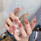 24pcs Short Square False Nails Coral Pink Press on Nails Cherry Design Fake Nails Glue on Nails Stick on Nails Removable Acrylic Nails Gifts Women Girls Nail Art Accessories