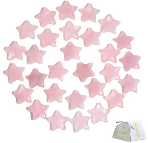 QINJIEJIE 20 Stück Sternkristall Set Rosenquarz Edelsteine Kristall Sterne Heilsteine Natürliche Steine Heilkristalle Glückssteine Kristalle Stein für Meditation und Dekorationen