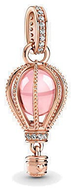 Lkwidi Donna Ciondolo-Palloncino d'aria calda rosa scintillante penzola Argento 925 Colgantes con Zirconia cubica per Charm Bracciale