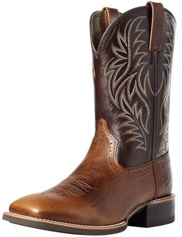 Minetom Stivali da Cowboy da Uomo Ricamo A Punta Stivali Western Stivali A metà Polpaccio Vintage Tacco A Blocco Stivali Lunghi B Marrone 41 EU