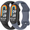 Cinturino Xiaomi Mi Smart Band 8 /Mi Band 9 /Mi Band 10, 2Pezzi Cinturini Morbido Silicone per Mi Band 8/Mi 9/Mi 10 Braccialetto,Pulsante Chiusura Unico