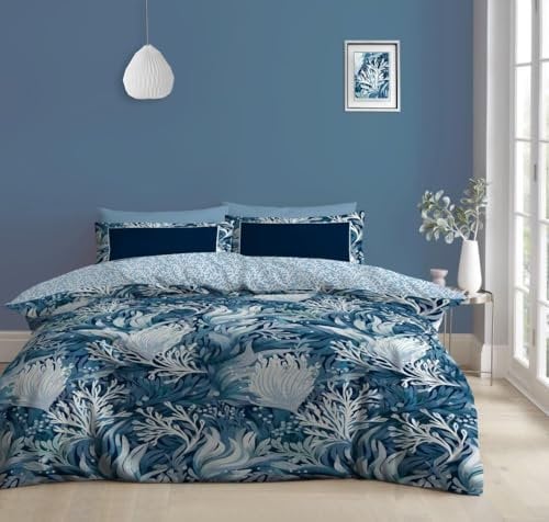 Super Dreamer King Size Bedding Sets - 4 Piece Reversible Flower Bed Covers, 1x Kingsize Duvet Cover, 1x Fitted Sheet, 2x Pillowcases - Breathable Soft Comforter Cover