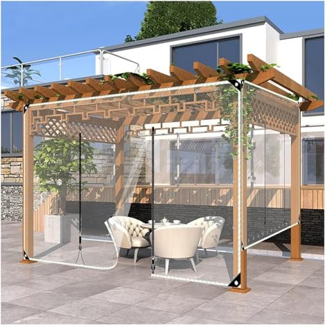 DGAMHF PVC Tarpaulin With Zipper,Waterproof Thicken PVC Clear Plastic Tarp With Zipper Door,Outdoor Tarp Curtains With Zipper Door,Transparent Waterproof Curtains For Pergola(H2xW1.5m)