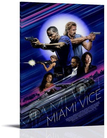 RISUANHENM Miami Vice Poster, Raumdekoration, künstlerisches Poster für Zimmer, ästhetische Leinwand, Wandkunst, Schlafzimmerdekoration, 60 x 90 cm, Rahmenstil