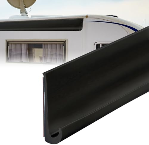 Inscrip J-shaped RV Rain Gutter, 50 mm Height, Self-Adhesive J Shape RV Rain Gutter, PVC Drip Strip, PVC Rain Strips, Roof Rain Diversion Strips for Truck, Motorhome, Boat, Van, Door (Black, 10M-H50)