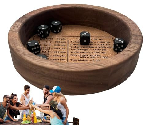 Klassisches Würfelspiel mit Tablett | Würfelbrett aus robustem Holz, sichere Kanten, um zu verhindern, dass Würfel von den Würfeln des Standard-Spiels für Gesellschaftsspielliebhaber fallen