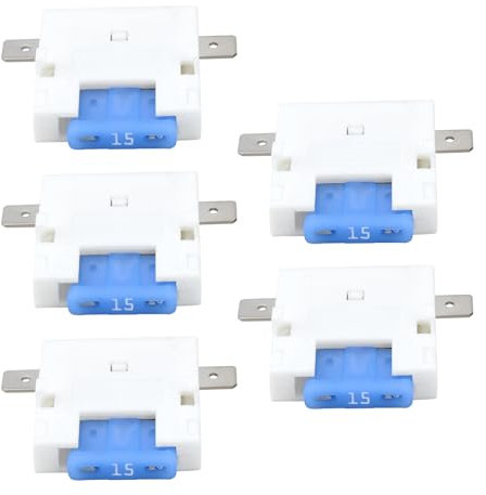 OTOTEC Lot de 5 porte-fusibles de voiture 6,35 mm 12 V avec fusibles à lame 5 A pour fusible plat de voiture de 6,35 mm, accessoires de réparation de fusibles de voiture, blanc