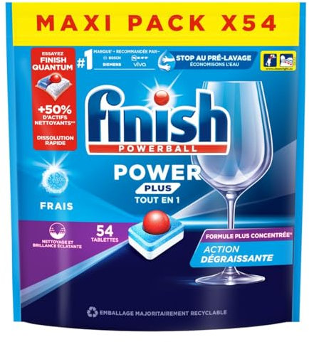 Finish Power Plus Tout en 1 Pastilles Lave-Vaisselle - 54 Tablettes Lave-Vaisselle