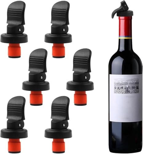 6PCS Wine Bottle Stoppers, Reusable Plastic Wine Corks Wine Stoppers Bottle Caps Champagne Stoppers with Airtight Seal, Keep Wine Fresh Wine Bottle Sealer Set